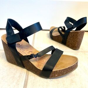 Blowfish Malibu Hapuku Strappy Wedge Sandals in Black cork boho comfort size 10M